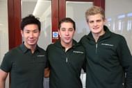 Caterhamâs 2014 driver line-up: Kobayashi (L) and Ericsson (R), either side of third driver Robin Frijns